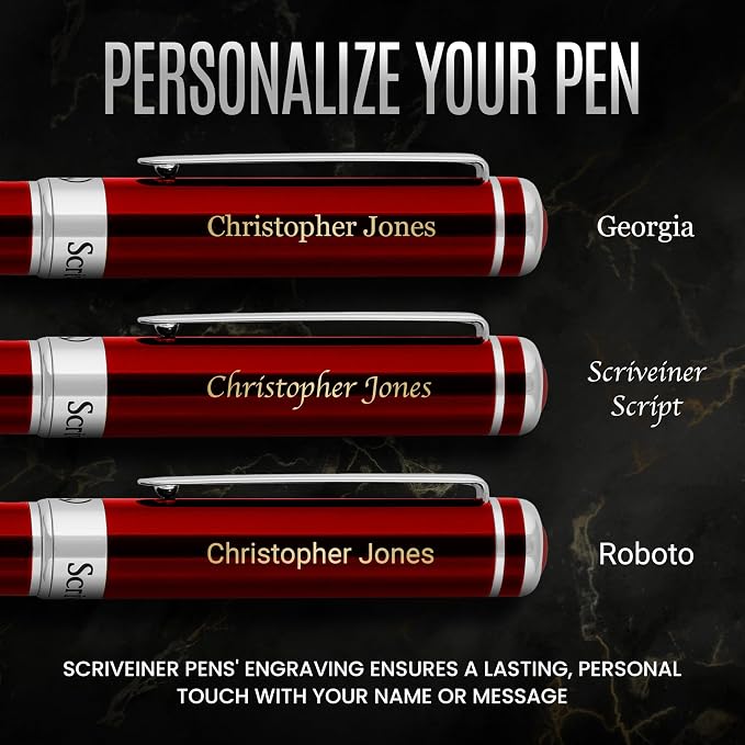 Scriveiner Personalized Deep Crimson Red Ballpoint Pen - Image 2
