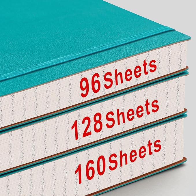 AHGXG Graph Paper Notebook - Grid Paper Notebook Large A4 8.5''×11'', 320 Pages Thick Journal, 100gsm Thick Graph Paper, Leather Softcover, Inner Pocket - Cyan-DeskLoop Office