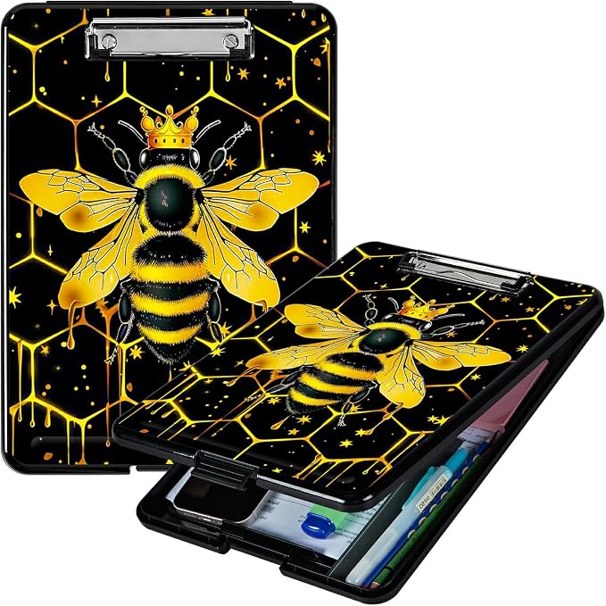 Bee Black Background A4 Clipboard by Unknown