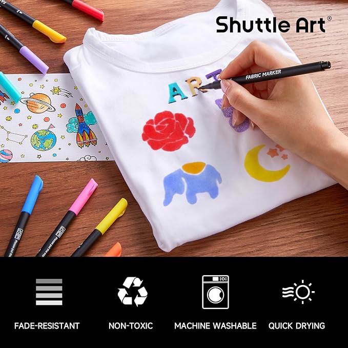 Shuttle Art 36 Colors Fabric Markers, Permanent Markers - Image 4