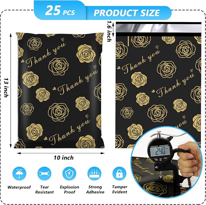 Thank You Poly Mailer 10x13 Inch 25 Pcs, Waterproof and Tear-Resistant Shipping - Image 2