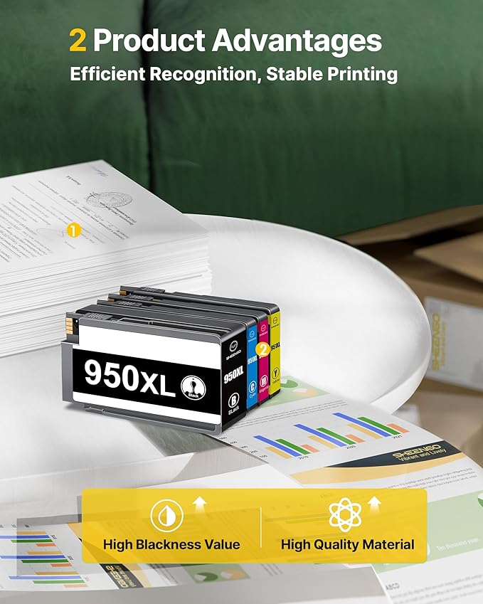 950XL 951XL Ink Cartridges Combo Pack Compatible for HP 950 951 Ink Cartridges Combo Pack for HP OfficeJet Pro 8600 8610 8630 8620 8615 8625 8100 276DW 251DW Printer(4 Pack Black Cyan Magenta Yellow)-DeskLoop Office