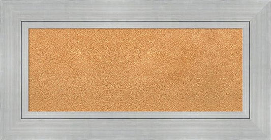 Amanti Art Natural Cork Board for Wall, 19x37 Vision Board with Silver Wood Frame, Medium Corkboard Office Decor for Home Organization, Casual Corkboard Pinboard to Display Items for Home-DeskLoop Office