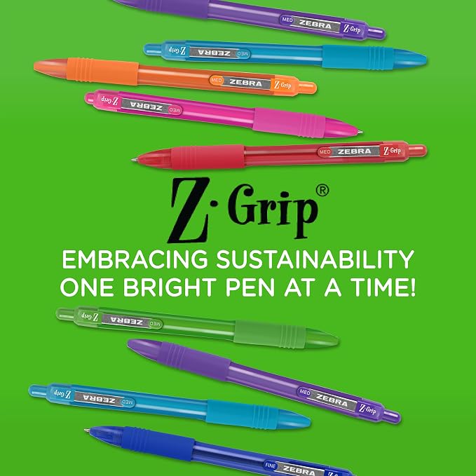 Zebra Pen Z-Grip Recycled Retractable Ballpoint Pens, Durable Metal Clip - Image 2