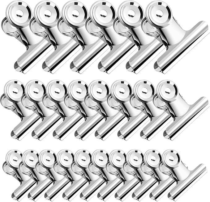 24 Pack Hinge Clips, Large Metal, 3 Sizes, Stainless Steel by CACASO