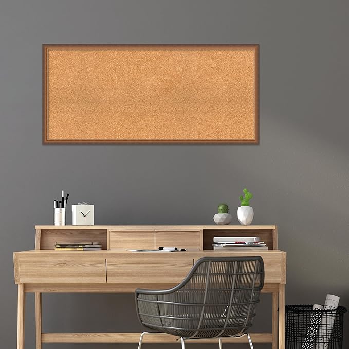 Amanti Art Natural Cork Board for Wall, 24x52 Vision Board with Bronze Frame, Oversize Corkboard Office Decor for Home Organization, Modern Corkboard Pinboard to Display Items for Home Organization-DeskLoop Office