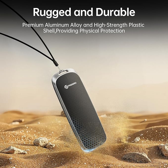 PHIXERO P10PRO External NVMe SSD 2TB, Up to 1050MB/s, USB 3.2 Gen2, Includes 2-in-1 USB C Cable, Portable Hard Drive for iPhone 15+/Android/Windows/Mac, Black-DeskLoop Office