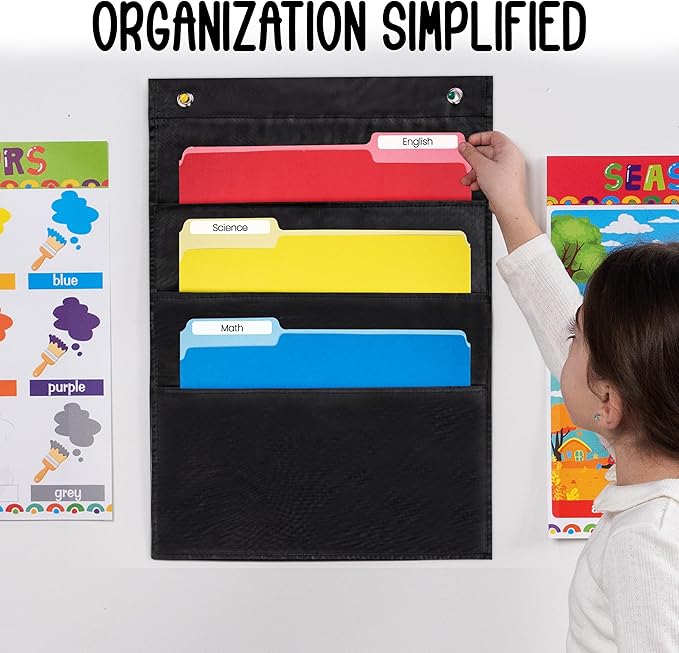 Essex Wares - 3 Pocket File Pocket Chart, and More - Wall Folder Organizer - 3 - Image 4