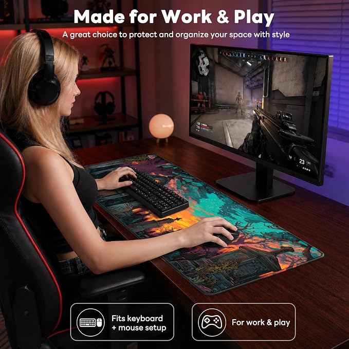 Desk Mat, Big Desk Pad, 31.5x11.8 Inches Extended Big Gaming Mouse Pad - Image 7