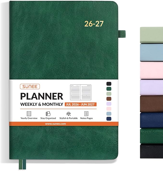 SUNEE 2026-2027 Weekly & Monthly Hardcover Planner 5.5" x 8.3" by SUNEE