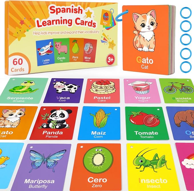 Toddler Spanish Learning Flash Cards, Sight Words, Learn Spanish by Unknown