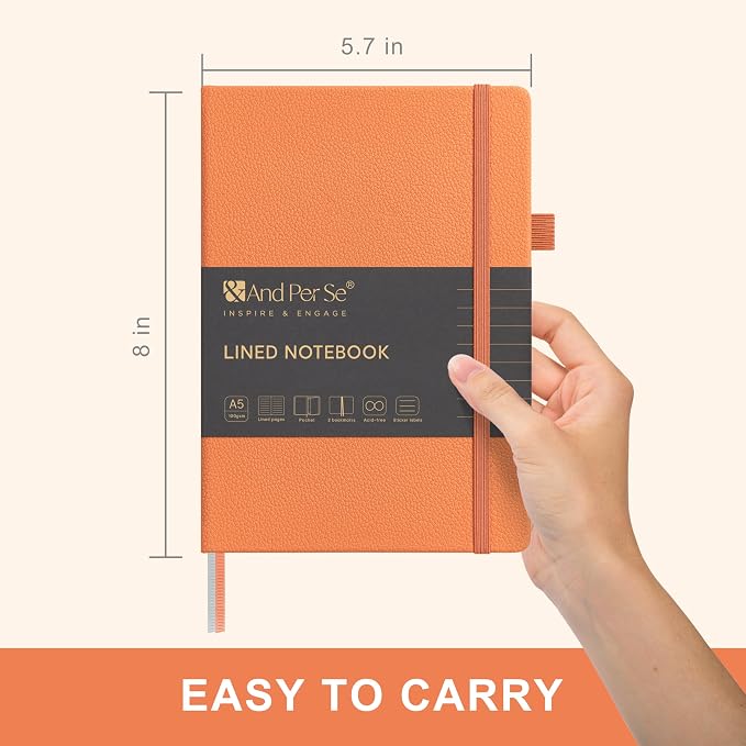 &And Per Se Lined Journal Notebook, 160 Pages, A5 5.7 x 8 inches College Ruled - Image 2
