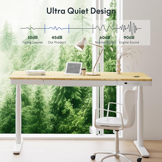 FLEXISPOT Q8 55" Bamboo Standing Desk, Dual Motor 3 Stages Adjustable Height - Image 8