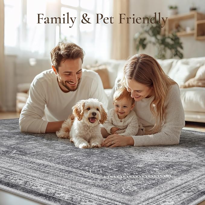 GENIMO 6x9 Area Rugs for Living Room, Machine Washable Non Slip Rugs, Low Pile - Image 7