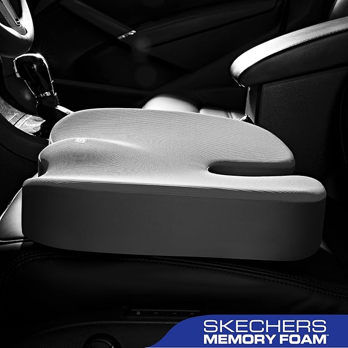 Skechers Memory Foam Seat Cushion,Office Chair Cushion for Tailbone Pain Relief,Butt Pillow for Office Chair,Car seat Cushion,Computer Desk,Long Sitting Office Workers,and Car Drivers,Grey-DeskLoop Office