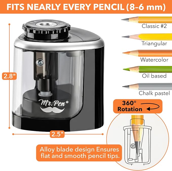 Mr. Pen- Black Pencil Sharpener Electric Pencil Sharpener - Image 2
