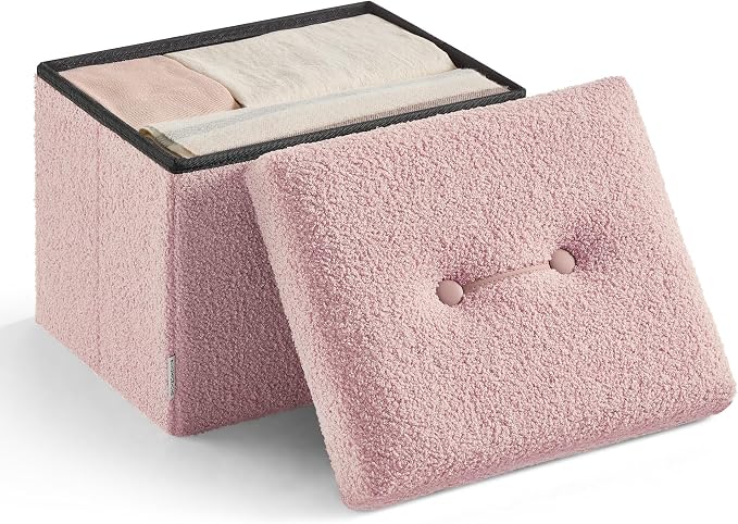 SONGMICS Small Folding Storage Ottoman, Foot Rest Stool, 12.2 x 16.1 x 12.2 by Unknown