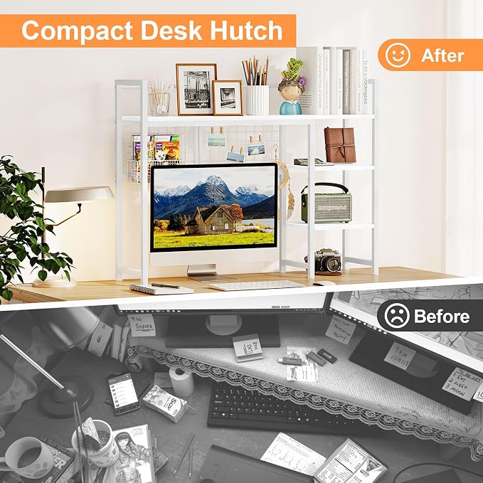 Snughome Desk Shelf, 38.6" Desktop Organizer Shelf, Desk Hutch - Image 6