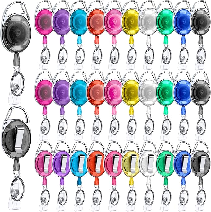 Laumoi 80 Packs Retractable ID Badge Holder Name ID Badge Reel Clips Keychain by Unknown