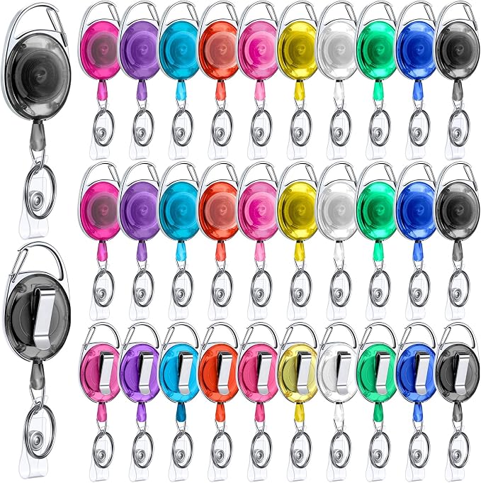 Honoson 30 Pcs Heavy Duty Retractable Badge Reels Batch ID Badge Holder by Honoson