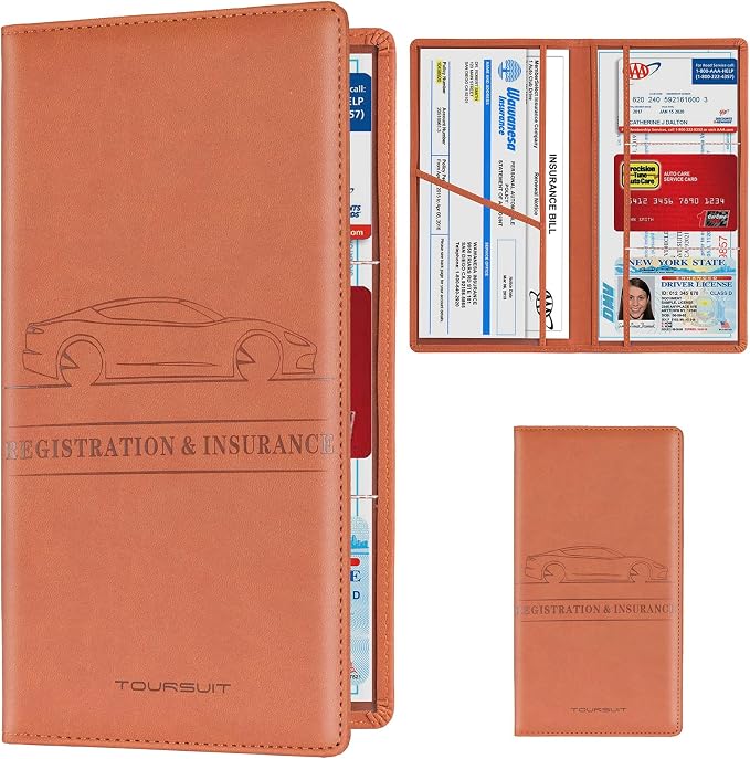 TOURSUIT Car Registration and Insurance Card Holder, Vehicle License Document by TOURSUIT