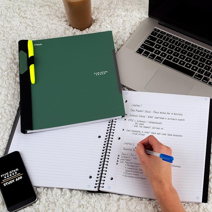 Five Star Advance Spiral Notebook + Study App, 5 Subject, College Ruled Paper - Image 7