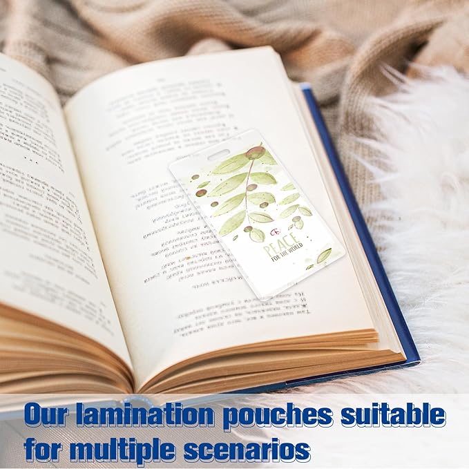 200 Pieces 5 Mil 2 1/2" x 4 1/4" Luggage Laminating Pouches Without Rope Clear Thermal Laminate Pouch Tags with Slot Hole for Pass Cards Student ID (200, 5 Mil-No Loops)-DeskLoop Office