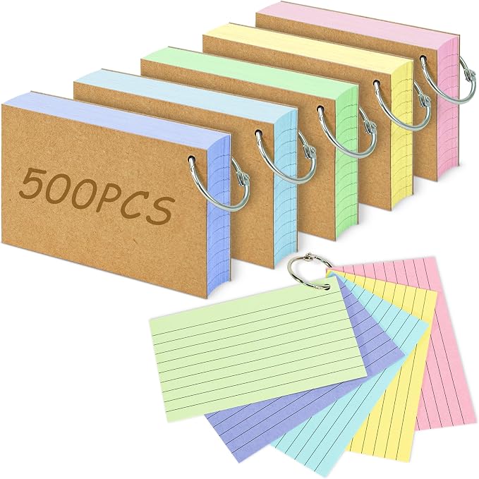 500PCS Colored Index Cards, 3x5 Inches Flash Cards by ANSTEEP