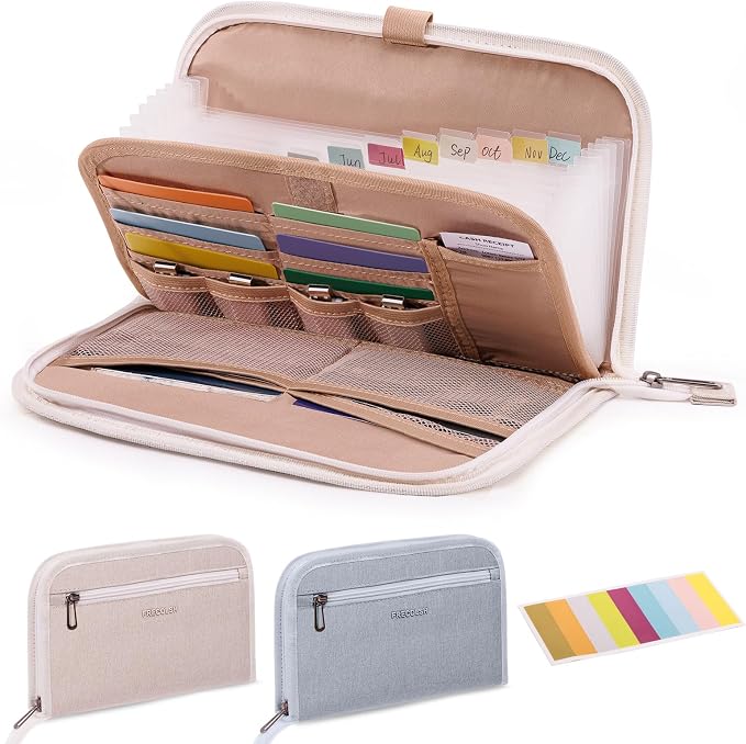 Receipt Organizer with 12 Pockets 10x6 Receipt Holder Organizer by FRECOLSH