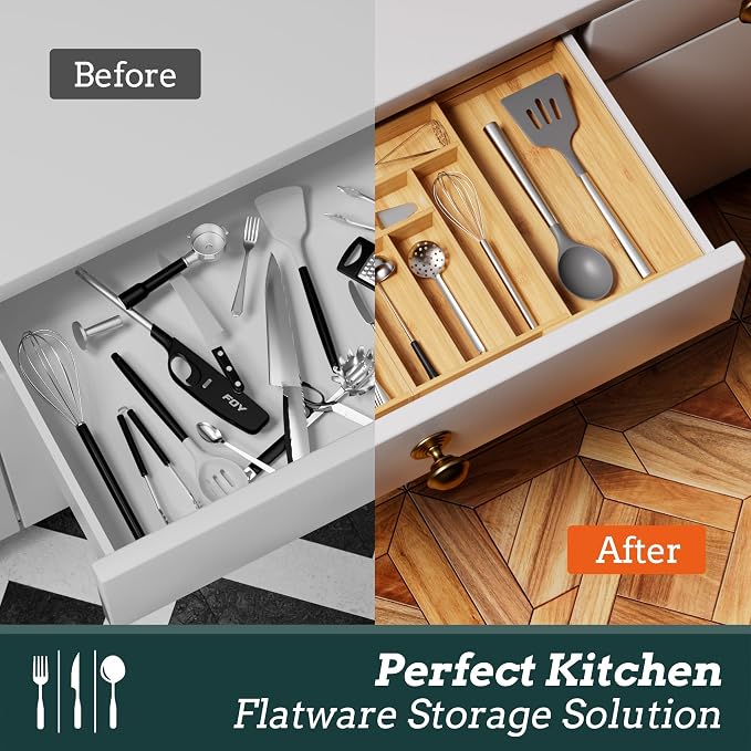 Silverware Organizer Large, Magnetic Connected Expandable 13 Slots Silverware - Image 7