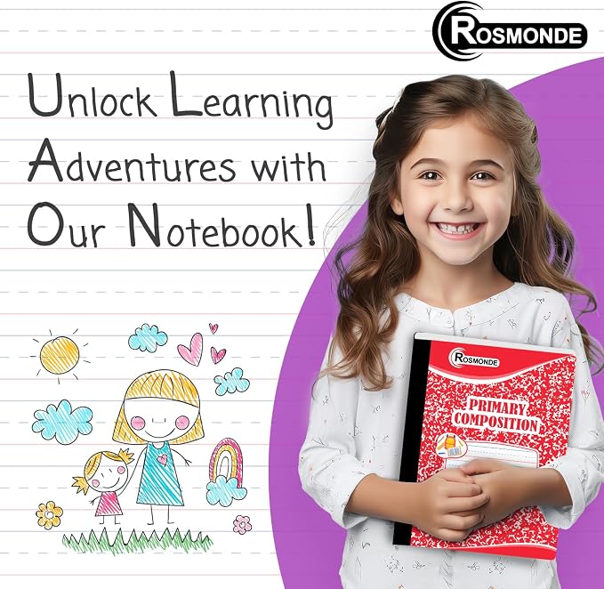 Rosmonde Composition Notebooks Primary Ruled 50 Pack, 200 Pages, Color Marble - Image 6