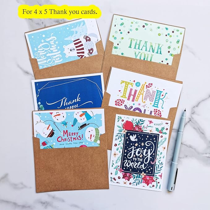 200 Pcs A2 Invitation Envelopes in Kraft Brown Peel & Press Self Seal 4 3/8 x 5 - Image 6