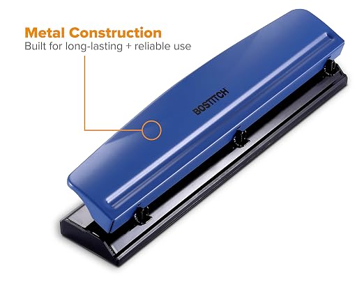 Bostitch Office Premium 3 Hole Punch, 12 Sheet Capacity, Rubber Base, - Image 3