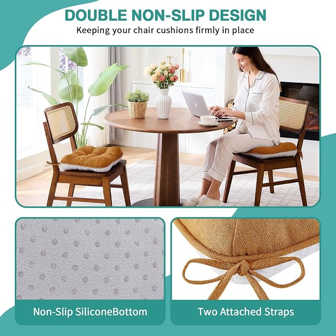 BETU Chair Cushions for Dining Chairs Set of 4, Thick Kitchen Table Chair Pads - Image 2