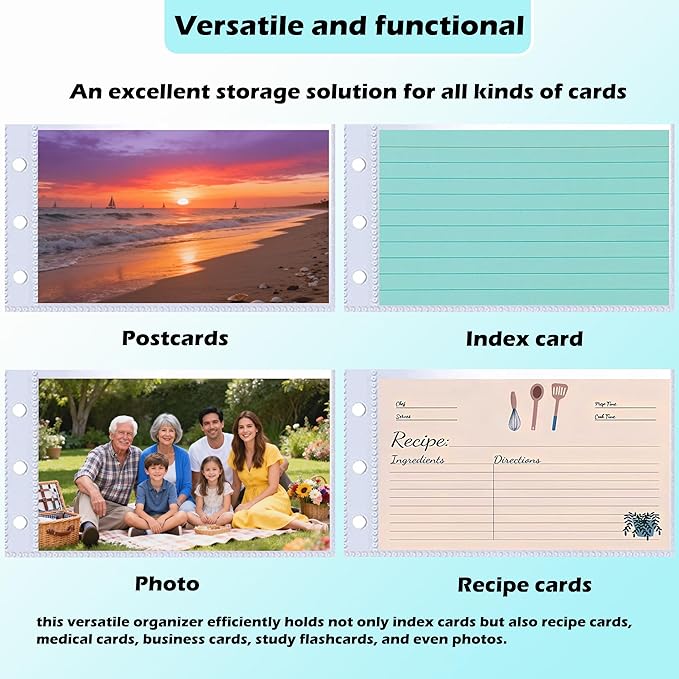 3x5 Index Card Binder with 40 Card Sleeves, Index Card Organizer - Image 7