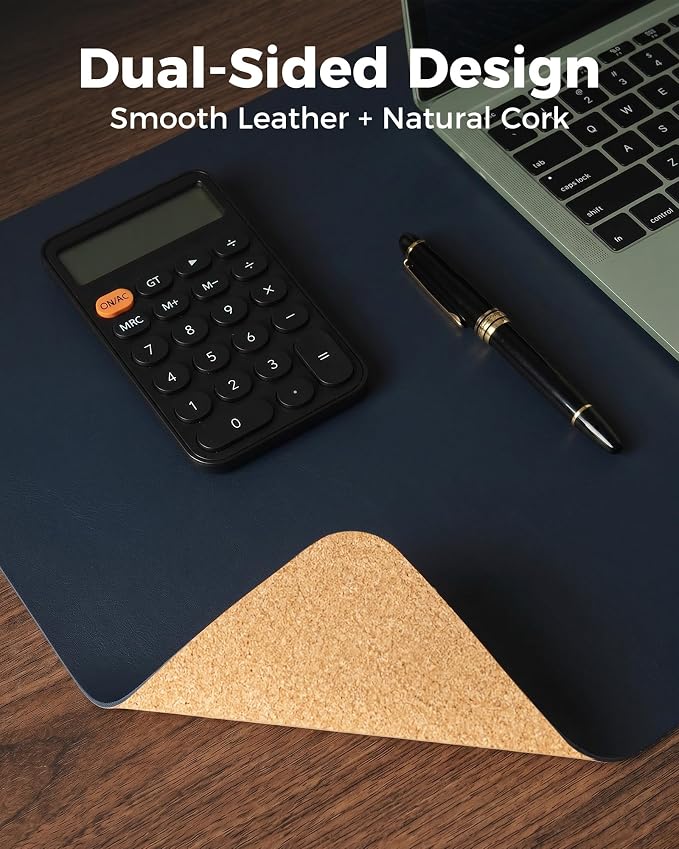 Aothia Dual-Sided Desk Mat, FSC Cork & PU Leather Desk Pad, Large Mouse Pad & - Image 2
