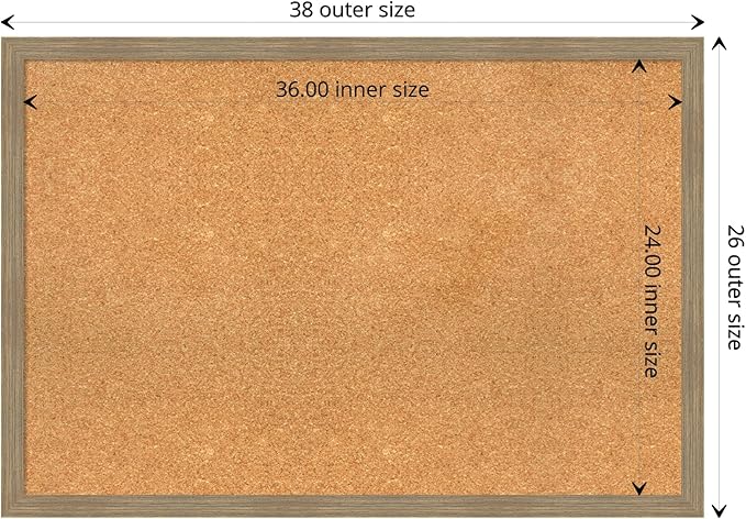 Amanti Art Natural Cork Board for Wall, 26x38 Vision Board with Brown Wood Frame, Large Corkboard Office Decor for Home Organization, Casual Corkboard Pinboard to display items for home organization-DeskLoop Office