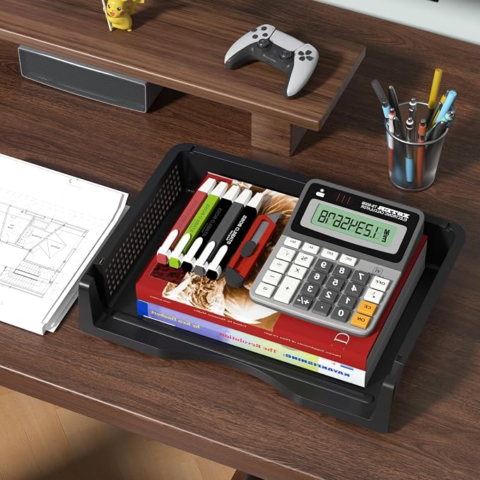 6 Pack Office Stackable Letter Tray, Plastic Stackable Paper Storage Basket Tray - Image 5