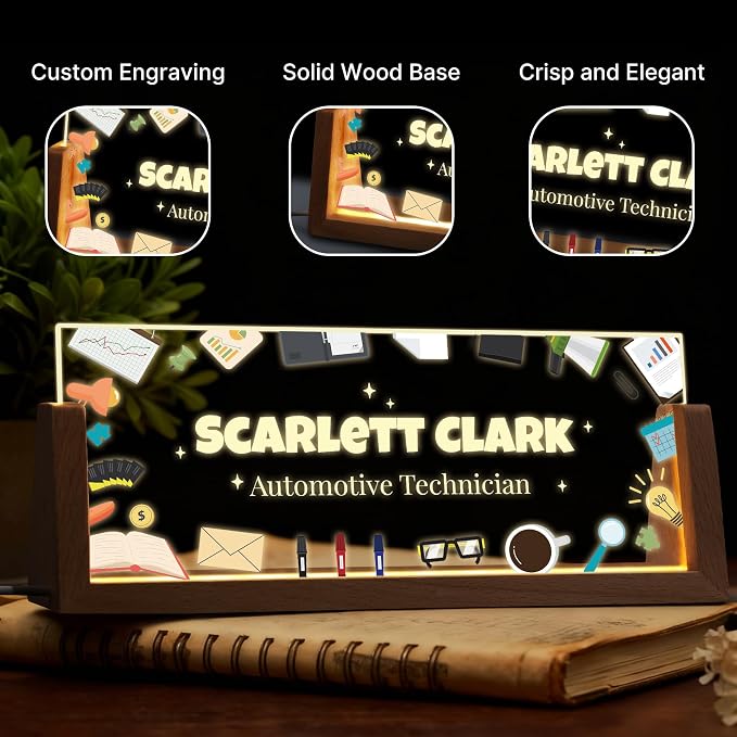 Custom Light Up Name Plate for Desk, Personalized LED Acrylic Name Sign - Image 3