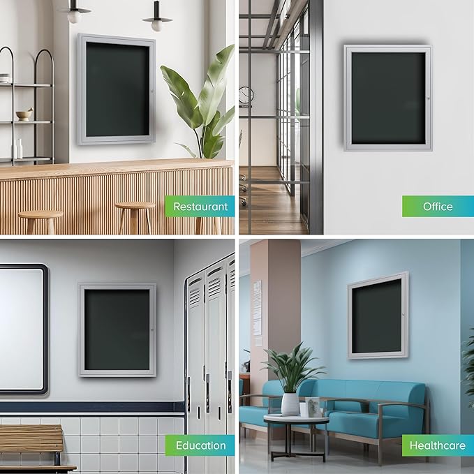 Ghent 36"x36" 1-Door Outdoor Enclosed Vinyl Bulletin Board, Shatter Resistant, with Lock, Satin Aluminum Frame - Ebony (PA13636VX-183), Made in the USA-DeskLoop Office