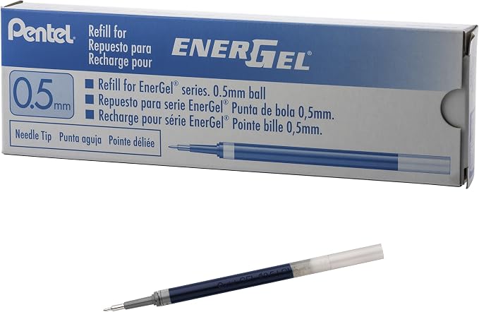 Pentel Refill Ink for EnerGel Pen Needle Tip, 12 Pack, Sky Blue by PentelofAmerica