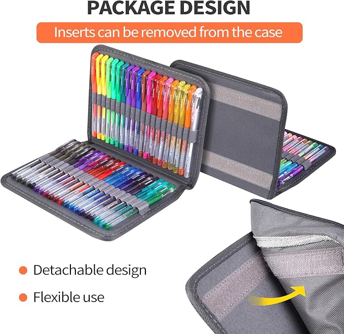 200 Pack Gel Pen Set 100 Colored Gel Pen with 100 Refills,Glitter Gel pens 40% More Ink with Canvas Bag for Kids Coloring Books Drawing Crafts Scrapbooks Journaling Planner-DeskLoop Office