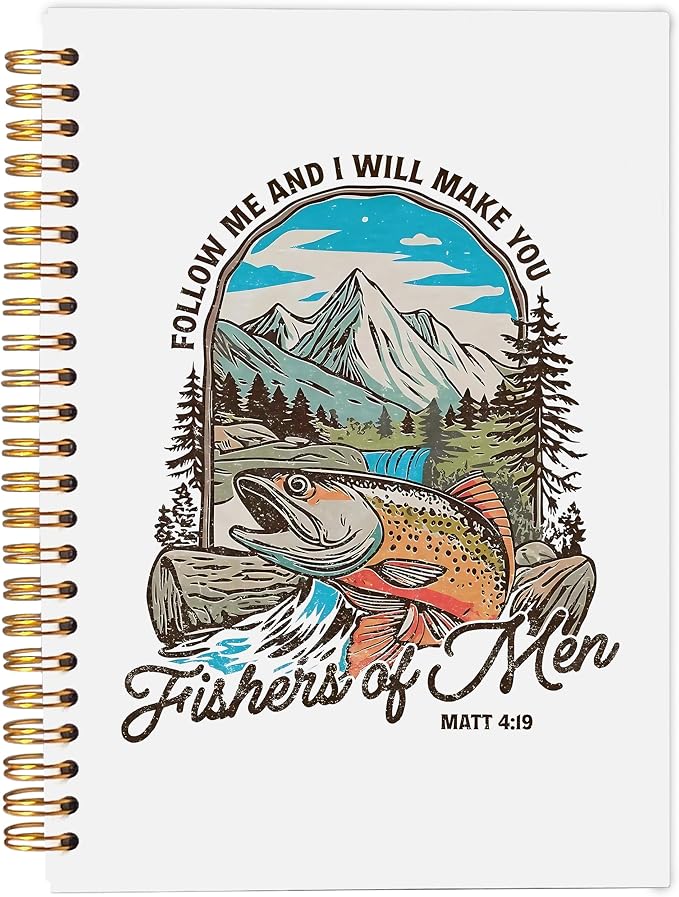 Trout Fish Christian Notebook Journal, Matthew 4:19 Bible Notebook by Ecezatik