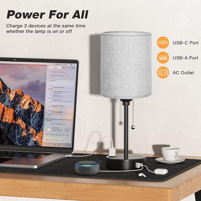 Grey Nightstand Lamps 3 Color Temperatures - Image 3