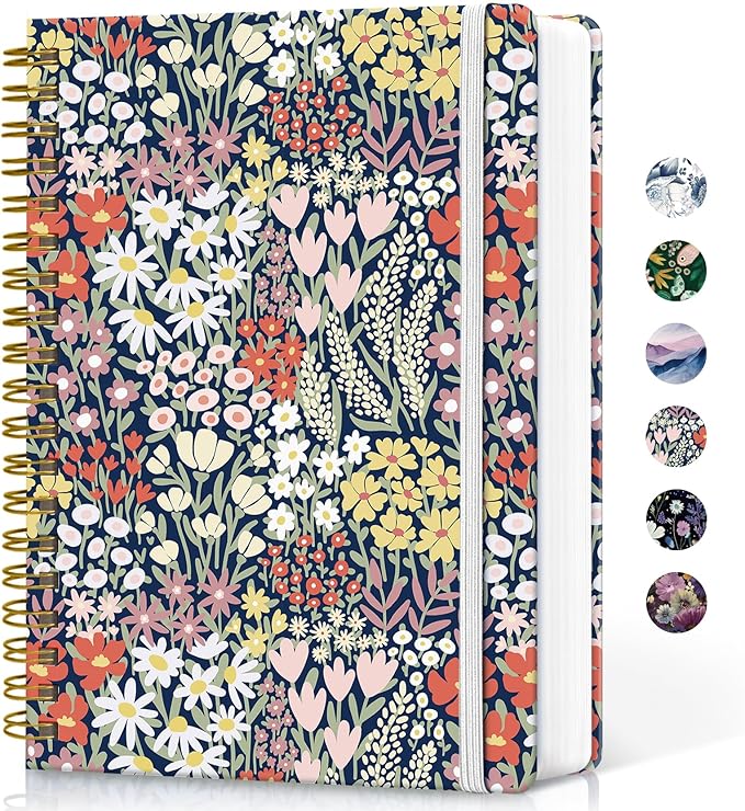 Lined Spiral Notebook Journal for Work, 300 Pages Thick B5 (7.1"x10") College Ruled Journal for Women & Writing, Hardcover Notebook for Note Taking, Perfect for Office Home School, Spring Meadow-DeskLoop Office