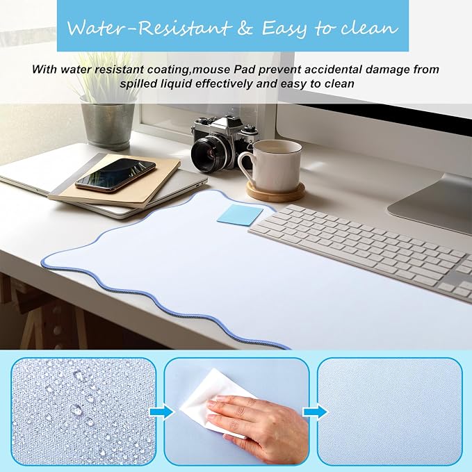 Hahafelt Scalloped Desk Mat Large Desk Pad Cute Coquette Table Mat Back to - Image 4