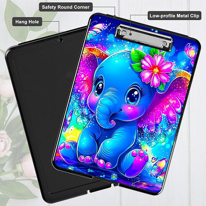 Blue Elephant Flowers A4 Clipboard - Image 5