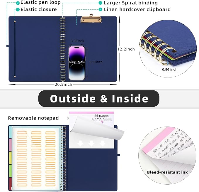 Ospelelf Bule Foldable Spiral Clipboard Folio - Image 3