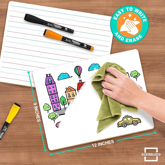 Scribbledo 5 Pack Lined Dry Erase Boards, Double Sided White Board - Image 2