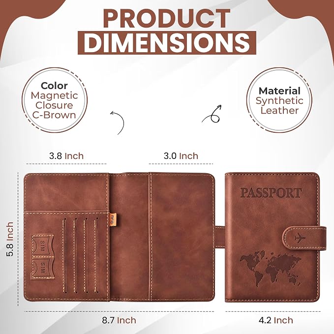 Passport Holder for Travel Essentials, Passport Wallet Cover Case for Travel - Image 7